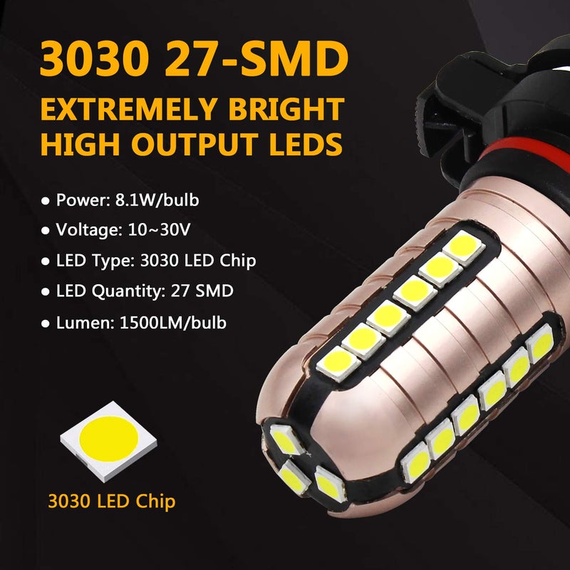 PHINLION مصابيح ضباب LED PHINLION PSX24W، 3000 لومن سطوع فائق، شرائح 3030، 2504 12276، 12 فولت بديل لمصابيح الضباب أو مصابيح النهار، 6000 كيلفن أبيض زينون - Image 2